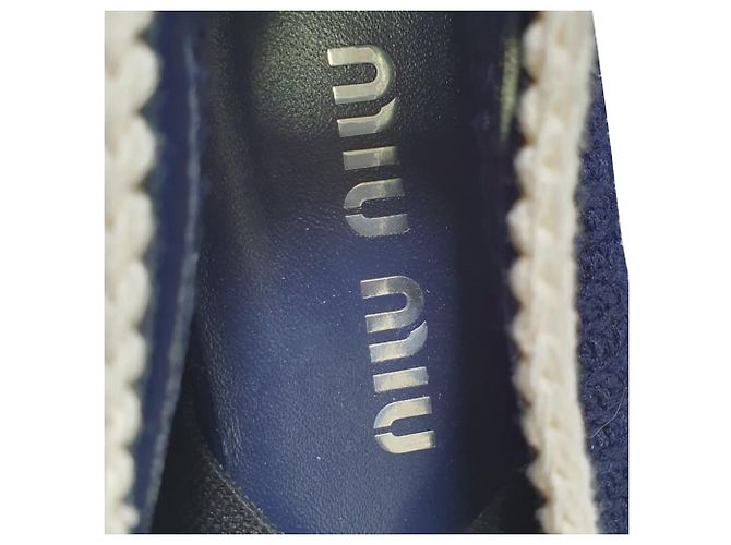 Bailarinas Miu Miu de punta cap de crochet, algodón azul marino - vista 8