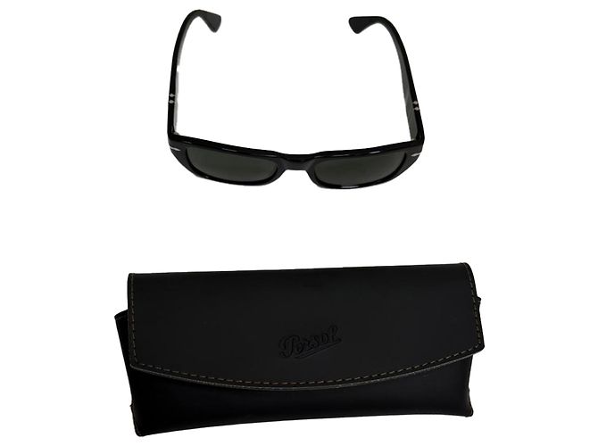 Persol PO3307S Rectangular Sunglasses in Black Acetate - view 6