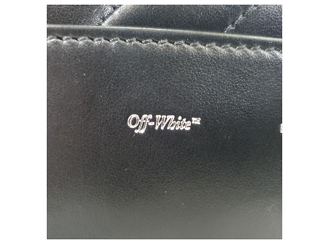 Off White Off-White Diagonal Padded Binder Flap Schultertasche aus schwarzem Leder - Ansicht 7