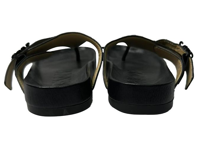Ciabatte Thong Loewe Ease Embellished in Pelle di Agnello Nera Nero - vista 3