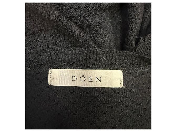 Autre Marque Doen Strickjacke mit kurzen Ärmeln aus schwarzer Wolle - Ansicht 4