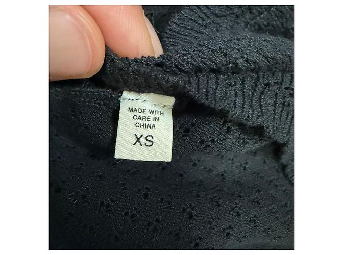 Autre Marque Doen Strickjacke mit kurzen Ärmeln aus schwarzer Wolle - Ansicht 5