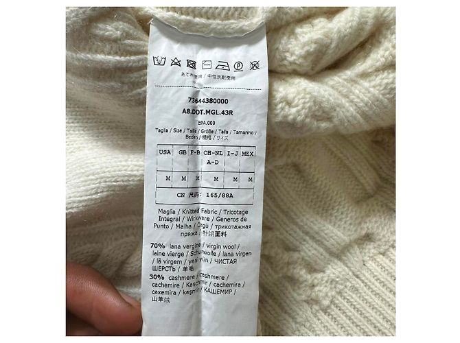 Suéter de tricô com gola canoa Max Mara em lã creme Branco Cru - vista 5
