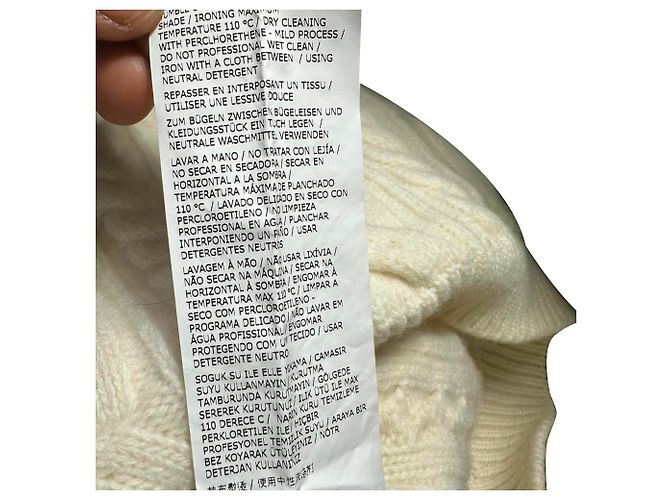 Suéter de tricô com gola canoa Max Mara em lã creme Branco Cru - vista 6