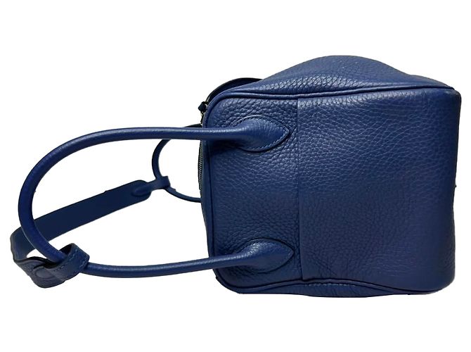 Borsa a tracolla Hermès Lindy 26 in pelle blu navy - vista 16