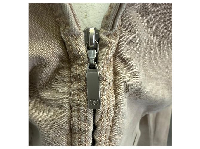 Timeless Giacca in denim Chanel con zip in cotone marrone Rosso - vista 7