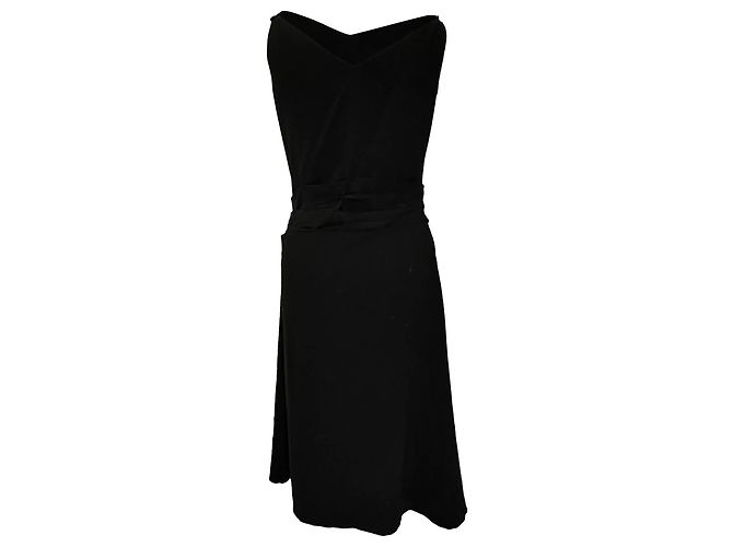 Prada V-Neck Mini Dress in Black Acetate - view 3