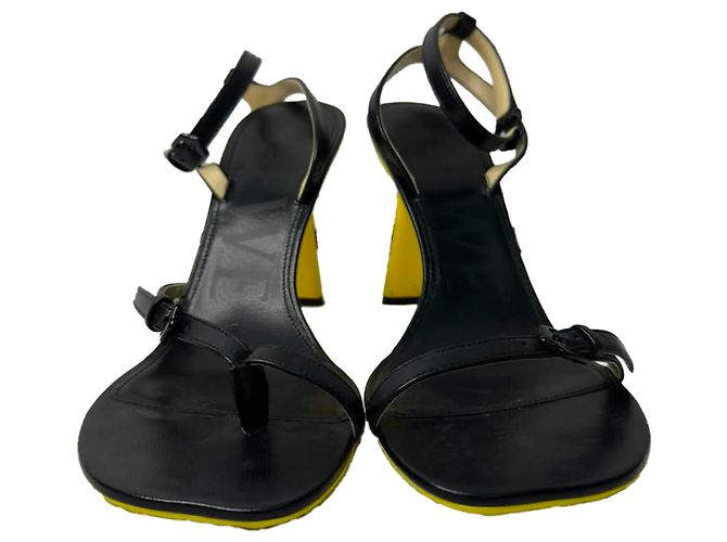Sandali con tacco Loewe Petal Ankle Strap in pelle di capra nera Nero - vista 2