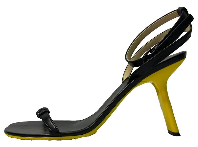 Sandali con tacco Loewe Petal Ankle Strap in pelle di capra nera Nero - vista 4