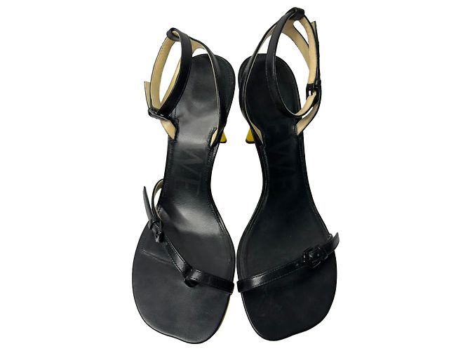 Sandali con tacco Loewe Petal Ankle Strap in pelle di capra nera Nero - vista 5