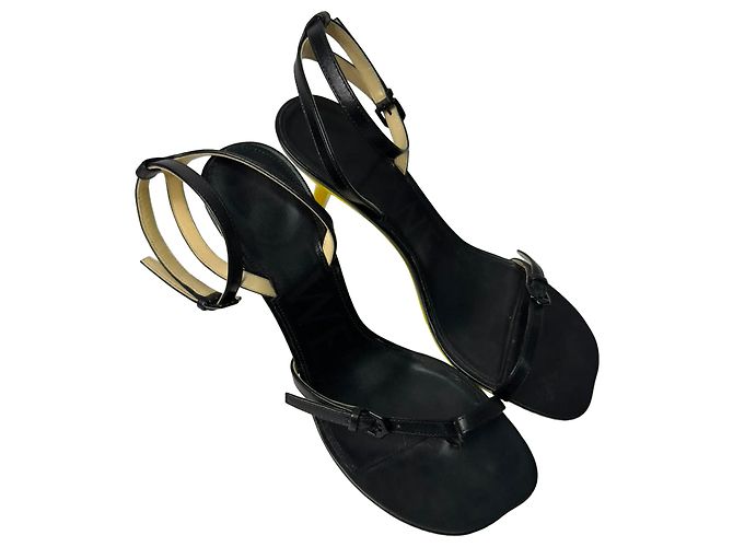 Sandali con tacco Loewe Petal Ankle Strap in pelle di capra nera Nero - vista 7