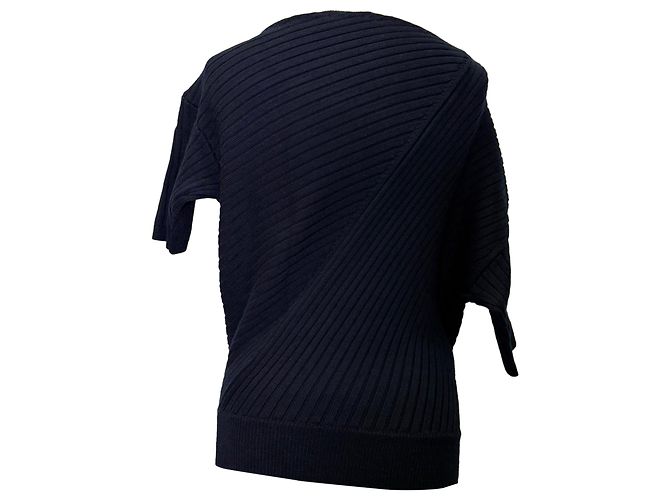 JW Anderson J.W. Anderson 3/4 Dolman-Ärmel Pullover mit Boot Ausschnitt aus Navy Merino-Wolle Blau Marineblau - Ansicht 2