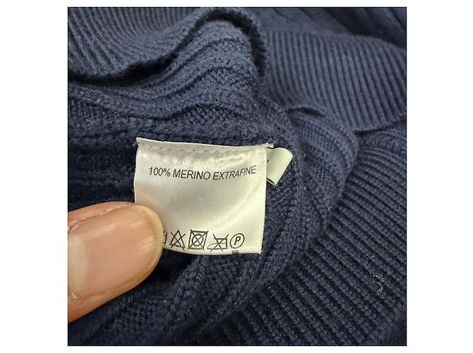 JW Anderson J.W. Anderson 3/4 Dolman-Ärmel Pullover mit Boot Ausschnitt aus Navy Merino-Wolle Blau Marineblau - Ansicht 6
