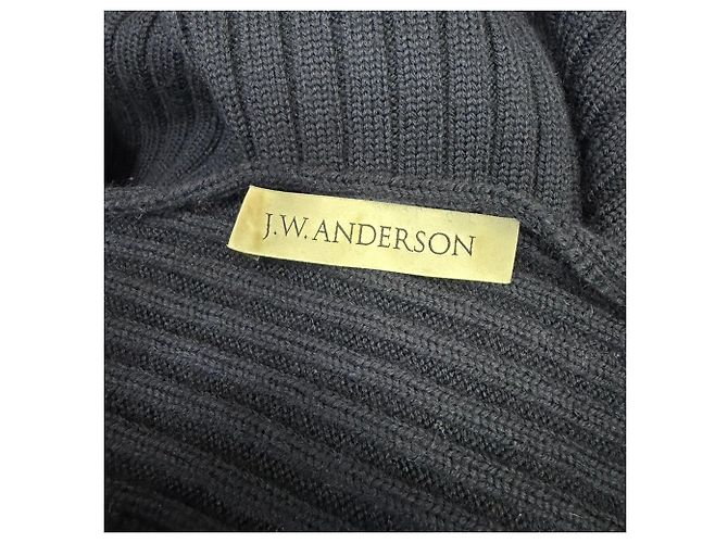 JW Anderson J.W. Anderson 3/4 Dolman-Ärmel Pullover mit Boot Ausschnitt aus Navy Merino-Wolle Blau Marineblau - Ansicht 9