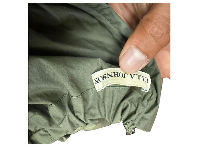 Robe courte à volants et manches bouffantes Ulla Johnson en coton olive Vert Vert olive - vue 5