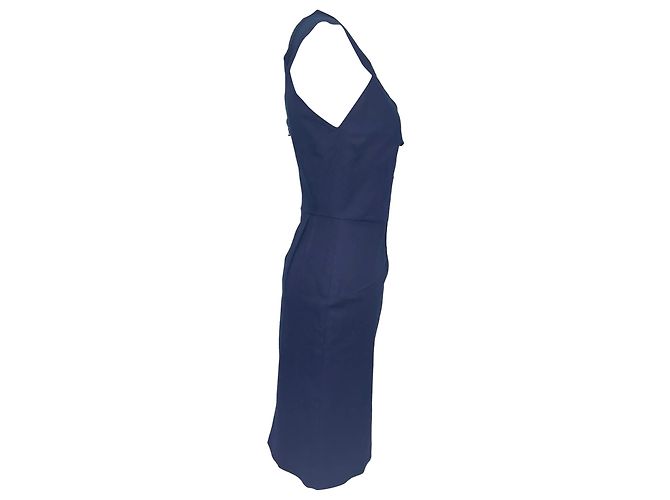 Mini abito con scollo a V Roland Mouret in cotone blu navy - vista 2