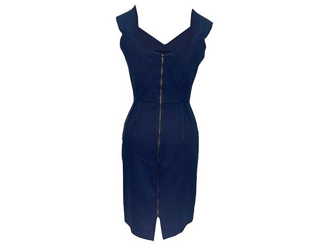 Mini abito con scollo a V Roland Mouret in cotone blu navy - vista 3