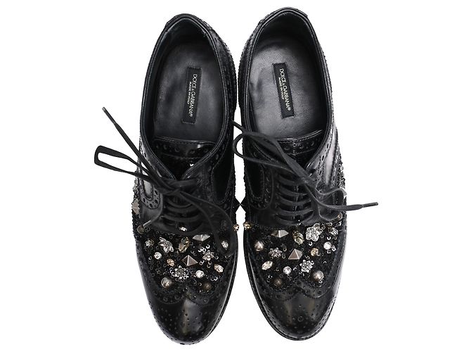 Scarpe brogue con borchie in pelle nera Dolce & Gabbana Nero - vista 5