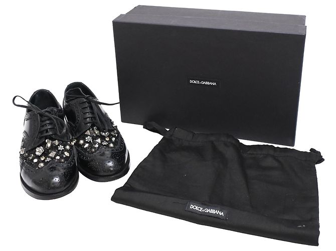 Scarpe brogue con borchie in pelle nera Dolce & Gabbana Nero - vista 7