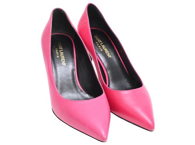 Décolleté a punta Saint Laurent in pelle rosa - vista 2