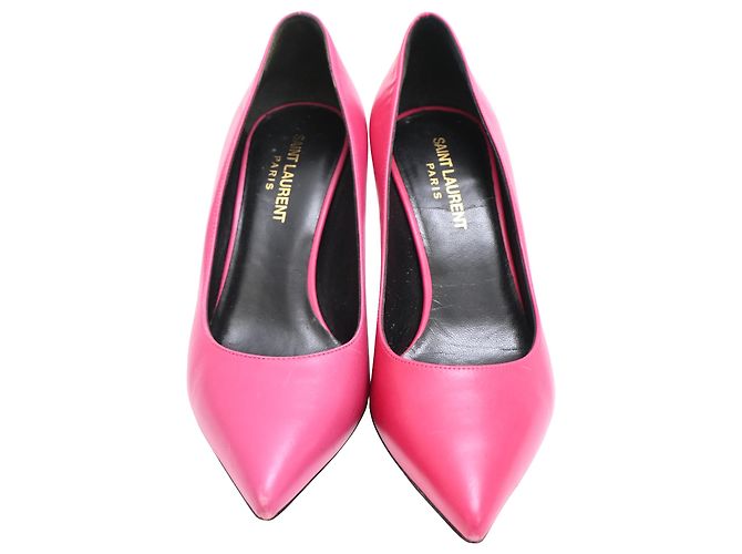 Décolleté a punta Saint Laurent in pelle rosa - vista 3