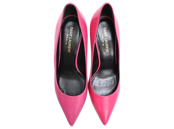 Décolleté a punta Saint Laurent in pelle rosa - vista 5