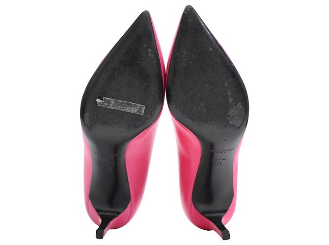 Décolleté a punta Saint Laurent in pelle rosa - vista 6
