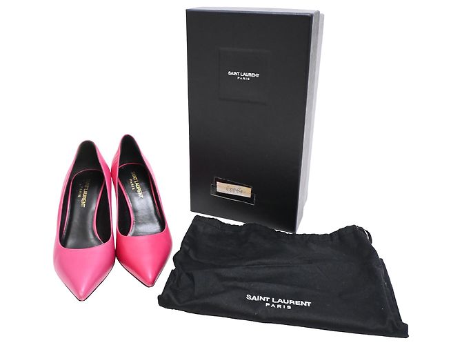 Décolleté a punta Saint Laurent in pelle rosa - vista 7