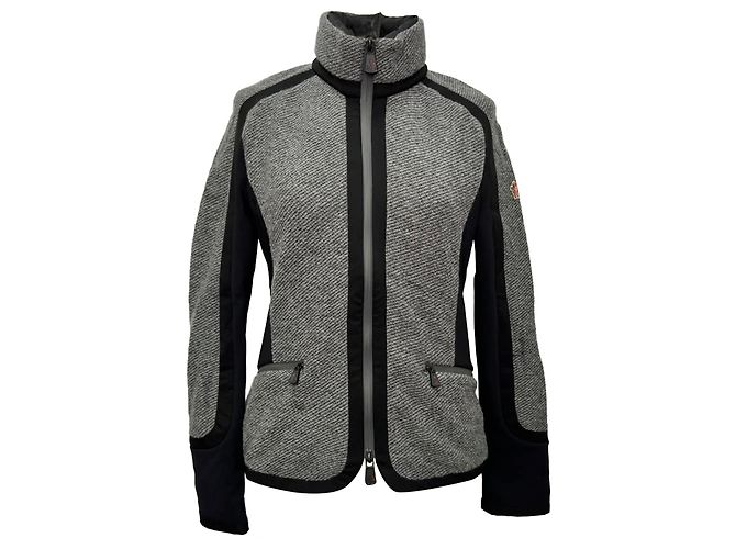 Chaqueta Moncler Grenoble con paneles con cremallera en lana gris - vista 11