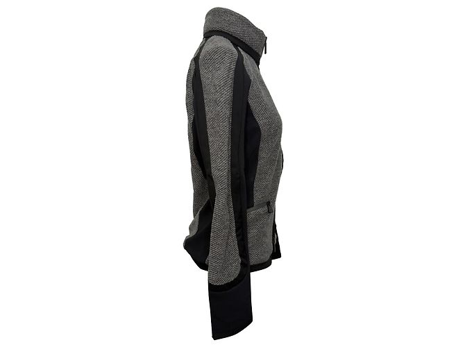 Chaqueta Moncler Grenoble con paneles con cremallera en lana gris - vista 2