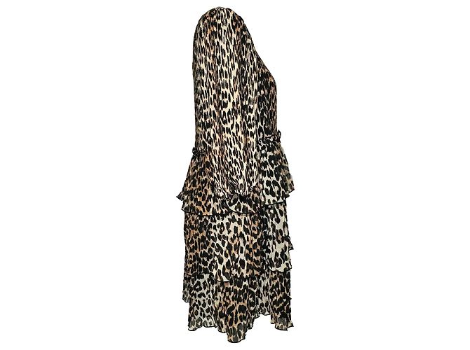 Ganni Mini-Stufenkleid mit Leopardenmuster aus braunem Polyester - Ansicht 2