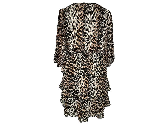 Ganni Mini-Stufenkleid mit Leopardenmuster aus braunem Polyester - Ansicht 3