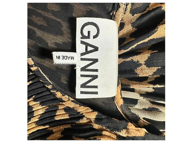 Ganni Mini-Stufenkleid mit Leopardenmuster aus braunem Polyester - Ansicht 4
