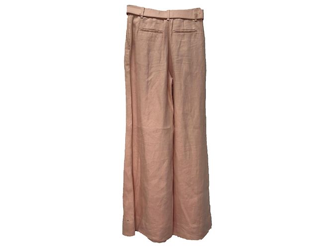 Pantalones de pierna ancha con cinturón Zimmermann en lino melocotón Rosa - vista 2