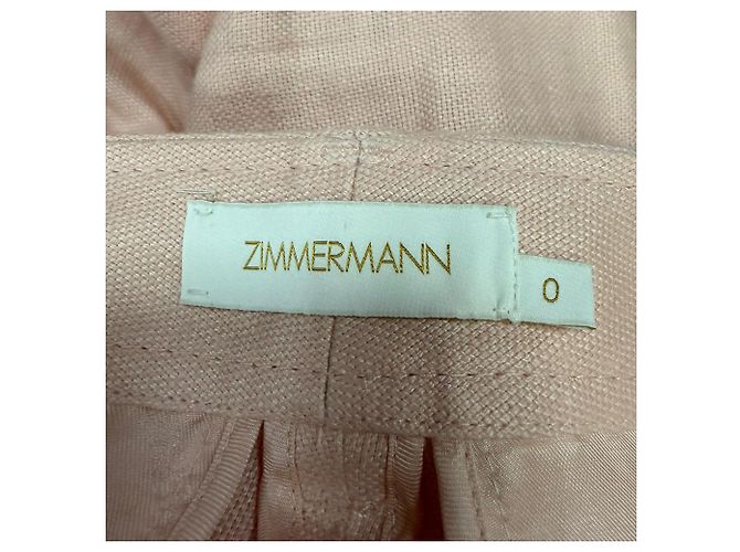 Pantalones de pierna ancha con cinturón Zimmermann en lino melocotón Rosa - vista 3
