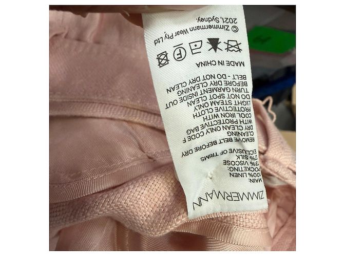 Pantalones de pierna ancha con cinturón Zimmermann en lino melocotón Rosa - vista 5