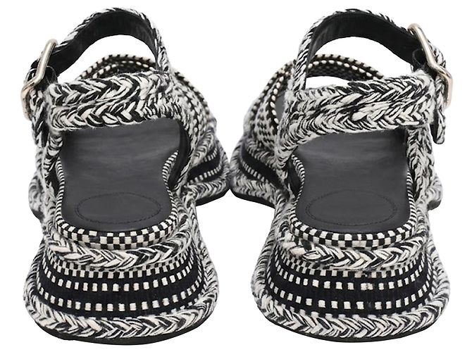 Sandali con zeppa Meril Monochrome in cotone intrecciato nero di Chloé - vista 3