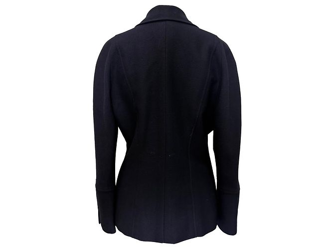 Timeless Chanel Gold Button Jacket in Navy Blue Wool - view 3