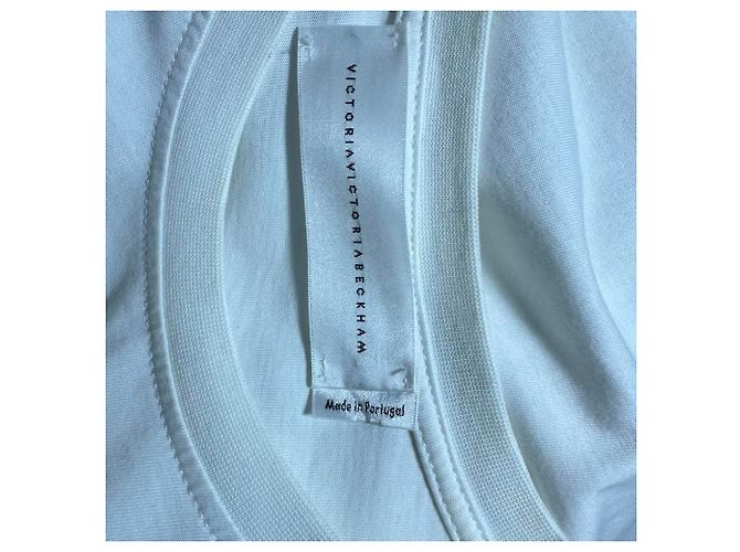 Camiseta asimétrica drapeada Victoria Beckham en algodón blanco - vista 4