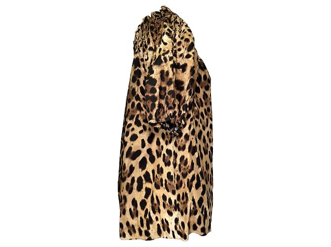 Top a spalle scoperte Dolce & Gabbana con stampa leopardata in cotone marrone - vista 2