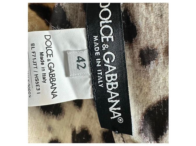 Top a spalle scoperte Dolce & Gabbana con stampa leopardata in cotone marrone - vista 4