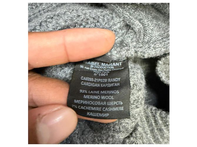Suéter con cremallera Randy en lana merino gris Isabel Marant - vista 7