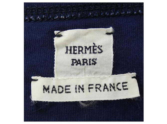 Hermès Hermes Baumwoll-T-Shirt Schwarz Weiß Blau Marineblau - Ansicht 4