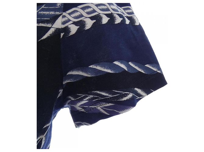 Hermès Hermes Baumwoll-T-Shirt Schwarz Weiß Blau Marineblau - Ansicht 6