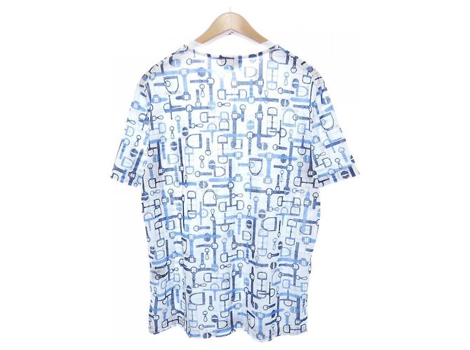Hermès LABYRINTHE HORSEBIT S T-Shirt Weiß Blau - Ansicht 2