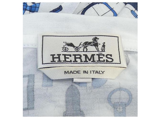 Hermès LABYRINTHE HORSEBIT S T-Shirt Weiß Blau - Ansicht 4