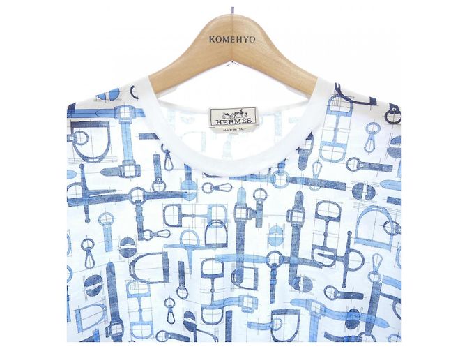 Hermès LABYRINTHE HORSEBIT S T-Shirt Weiß Blau - Ansicht 5
