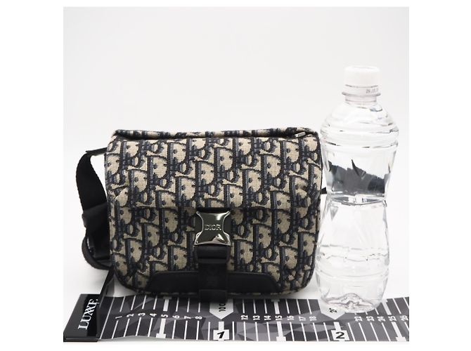 Borsa a tracolla Explorer in jacquard Oblique Christian Dior Beige Blu navy - vista 3
