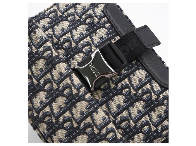 Borsa a tracolla Explorer in jacquard Oblique Christian Dior Beige Blu navy - vista 4