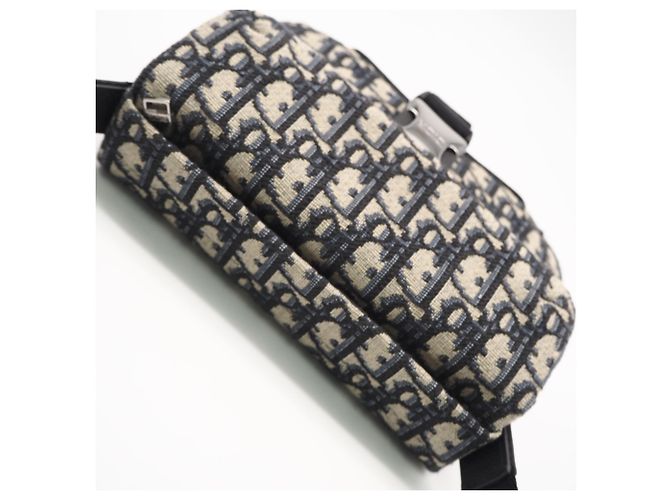 Borsa a tracolla Explorer in jacquard Oblique Christian Dior Beige Blu navy - vista 5